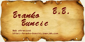 Branko Bunčić vizit kartica
